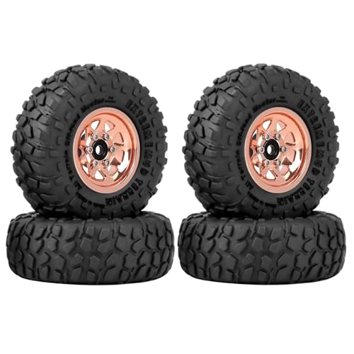 YXIUEYINGE 4 stücke 50mm Metall 1,0 "Beadlock Deep Dish Rad Reifen Set for 1/18 1/24 RC Crawler Auto Axial SCX24 AX24 TRX4M FCX24 Upgrade Teile(Copper) von YXIUEYINGE