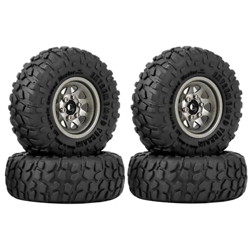 YXIUEYINGE 4 stücke 50mm Metall 1,0 "Beadlock Deep Dish Rad Reifen Set for 1/18 1/24 RC Crawler Auto Axial SCX24 AX24 TRX4M FCX24 Upgrade Teile(Grey) von YXIUEYINGE