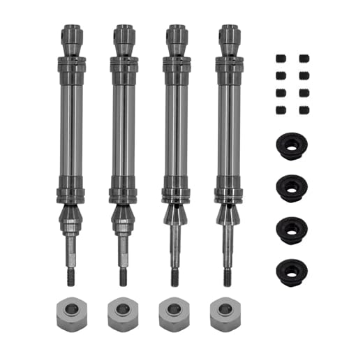 YXIUEYINGE 4Pcs Stahl Vordere und Hintere Antriebswelle Antriebswelle CVD for 1/10 for Trax-xas Slash for Hoss for Stampede VXL 4X4 RC Auto Upgrade Teile(Grey) von YXIUEYINGE