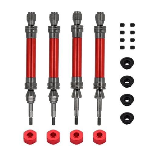 YXIUEYINGE 4Pcs Stahl Vordere und Hintere Antriebswelle Antriebswelle CVD for 1/10 for Trax-xas Slash for Hoss for Stampede VXL 4X4 RC Auto Upgrade Teile(Rood) von YXIUEYINGE