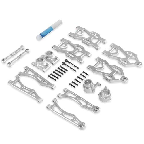 YXIUEYINGE Aluminium Legierung Suspension Arm Rad Sitz Lenkung Cup Set Upgrade Metall Teile Zubehör for SCY RC Auto 16101 16102Pro 16103(Silver 1) von YXIUEYINGE