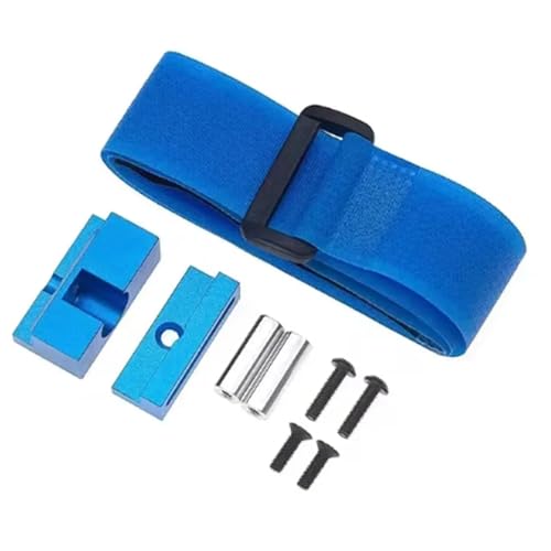 YXIUEYINGE Hoher Batteriehalter aus Metall, Halterung mit Batteriegurt for Tam-iya TT02 TT02D TT02B TT02BR 1/10 RC-Auto, Upgrade-Teile, Zubehör(Blauw) von YXIUEYINGE