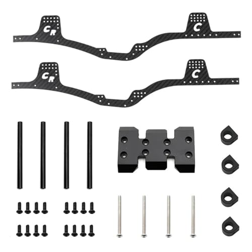 YXIUEYINGE LCG Kohlefaser-Chassis-Kit, Rahmenschiene, Unterfahrschutz, Karosseriepfosten for Axial SCX10 I II III for Capra 1/10 RC Crawler Car, Upgrade-Teile(Zwart) von YXIUEYINGE