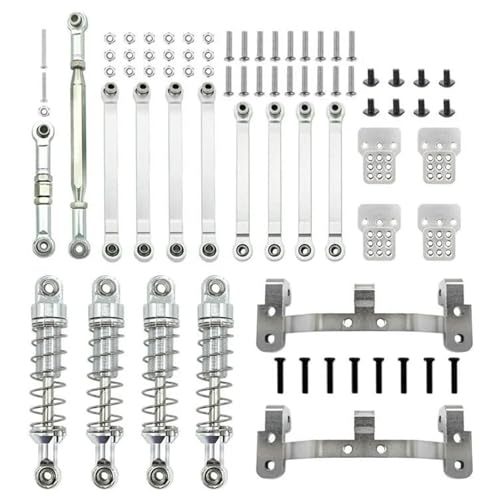 YXIUEYINGE MN D90 MN98 MN99S Metall Suspension Link Rod Link Zugstangen Montieren Sitz Stoßdämpfer 1/12 RC Auto Upgrade Teile Zubehör(Silver) von YXIUEYINGE