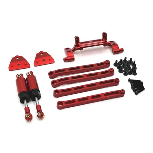 YXIUEYINGE MN168 MN82 MN78 Metall Chassis Link Stange Zugstange Servo Halterung Öl Stoßdämpfer Kit 1/12 RC Auto Upgrade Teile zubehör(Rood) von YXIUEYINGE