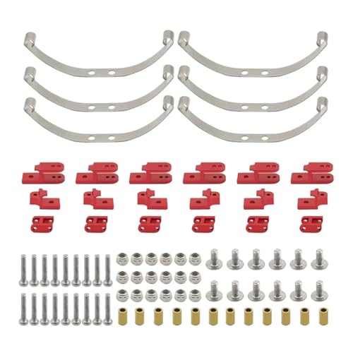 YXIUEYINGE Metal Steel Leaf Spring Suspension Kit for WPL B1 B14 B-14 B16 B24 B-24 C14 C-14 C24 C-24 B16 6x6 4x4 1/16 Military Truck Parts(Red 6WD) von YXIUEYINGE