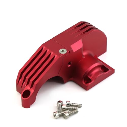 YXIUEYINGE Metall Hauptgetriebe Abdeckung Schutz Motor 8987 for TRAX-XAS MAXX 89076-4 89086-4 1/10 RC Auto Upgrade Teile Zubehör(Rood) von YXIUEYINGE