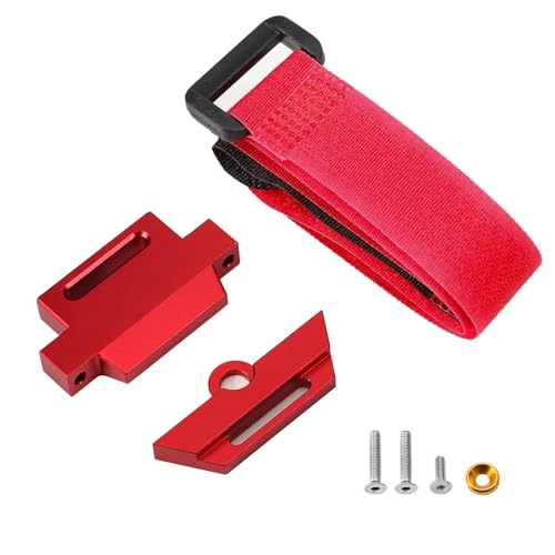 YXIUEYINGE Metall Hohe Batterie Halter Halterung Halten Unten mit Batterie Strap for 1/10 for Trax-xas Slash 2WD VXL F-150 RC Auto Upgrade Teile(Rood) von YXIUEYINGE