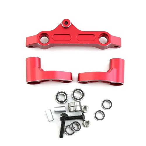 YXIUEYINGE Metall-Lenkbaugruppe, Lenkhebel und Lenkkopfplatte for ARR-ma 1/5 for KRATON 8S Outcast 8S RC-Car-Upgrade-Teile(Steering Assembly/Red) von YXIUEYINGE