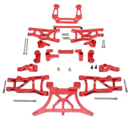 YXIUEYINGE Metall Upgrades Teile Kit Suspension Arm Shock Tower Lenkung Block 1/10 for Trax-xas Slash 2WD VXL RC Auto Ersatz Zubehör(Rood) von YXIUEYINGE