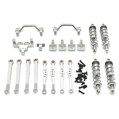 YXIUEYINGE Metall Verbesserte Stange Suspension Rahmen Servo Stange Sitz Stoßdämpfer for WPL 1/16 C64 C74-1 JA11 RC Auto Teile(Silver) von YXIUEYINGE