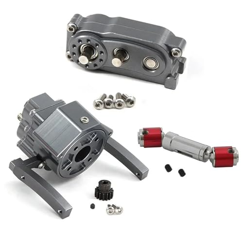 YXIUEYINGE RC Car Prefixal Gearbox Transfer Case Front Motor Transmission for 1/10 RC Crawler Car Axial SCX10 & SCX10 II Upgrade-Teile(Dark Grey) von YXIUEYINGE