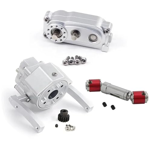 YXIUEYINGE RC Car Prefixal Gearbox Transfer Case Front Motor Transmission for 1/10 RC Crawler Car Axial SCX10 & SCX10 II Upgrade-Teile(Silver) von YXIUEYINGE