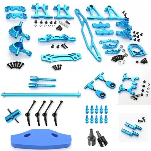 YXIUEYINGE TT02-Modifikationszubehörsatz, Metallschwingen-Lenkbecher, CVD-Stoßstangenmotorbasis for 1:10 RC-Auto for Tam-iya TT-02-Upgrade-Teile(20 Set Blue) von YXIUEYINGE