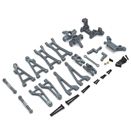 YXIUEYINGE for MJX 16207 16208 16209 16210 Metall Suspension Arm Lenkung Tasse Link Rod Shock Tower Set 1/16 RC Auto Upgrade Teile Kit(Light Grey) von YXIUEYINGE