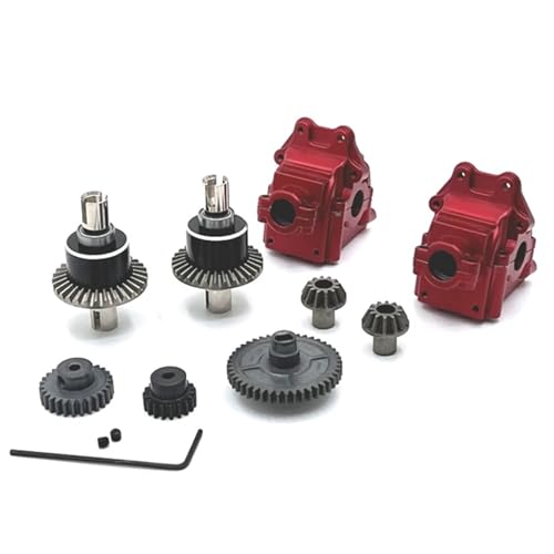 YXIUEYINGE for Wltoys 144001 124016 124019 124007 for RIaarIo XDKJ-001 XDKJ-006 AM-X12 Metall Getriebe Differential Motor Getriebe RC Auto Teile(Rood) von YXIUEYINGE