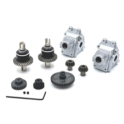 YXIUEYINGE for Wltoys 144001 124016 124019 124007 for RIaarIo XDKJ-001 XDKJ-006 AM-X12 Metall Getriebe Differential Motor Getriebe RC Auto Teile(Silver) von YXIUEYINGE