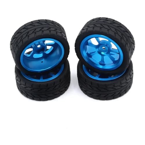 YXIUEYINGE for Wltoys 144001 144002 124016 124017 124019 124018 RC Automobilteile 65mm Metallfelge + High Grip Gummireifen(A Blue) von YXIUEYINGE