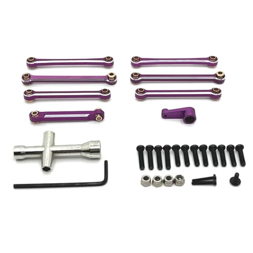 YXIUEYINGE for Wltoys 144001 144010 124007 124008 124016 124017 124018 124019 Metall Spurstange Linkage Link Rod Servo Arm RC Auto Upgrade Teile(Purple) von YXIUEYINGE