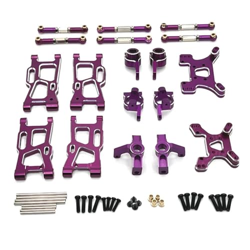 YXIUEYINGE for Wltoys 144001 144010 124007 124008 124017 124019 Metall Suspension Arm Lenkung Tasse Hub Carrier Shock Tower Link Upgrade Teile(Purple) von YXIUEYINGE