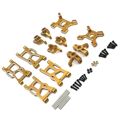 YXIUEYINGE for Wltoys 144001 144010 124007 124008 124017 124019 Metall Suspension Arme Lenkung Tasse Hub Träger Shock Tower Set Upgrade Teile(Yellow) von YXIUEYINGE