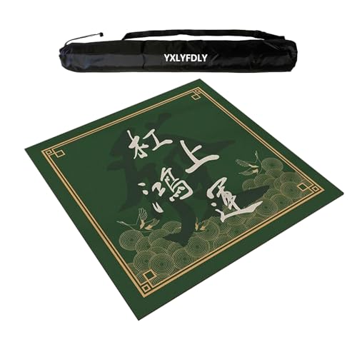 YXLYFDLY Große Mahjong-Matte mit schwarzer Tragetasche, dicke rutschfeste Tischdecke, Tischmatte für Mahjong Paigow Poker und Legespiele (60 cm) von YXLYFDLY