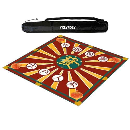 YXLYFDLY Große Mahjong-Matte mit schwarzer Tragetasche, rutschfeste und geräuschreduzierende Tischdecke, Tischmatte für Mahjong, Paigow, Poker, Karten- und Brettspiele (70 cm) von YXLYFDLY