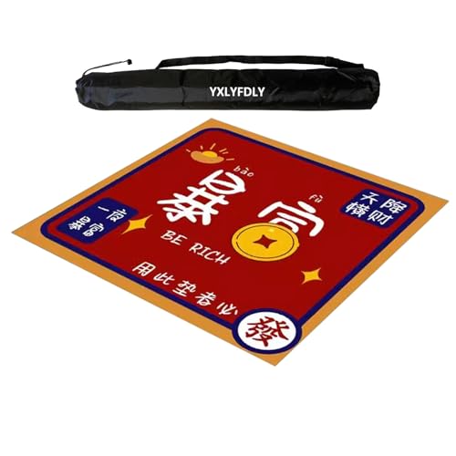 YXLYFDLY Große Mahjong-Matte mit schwarzer Tragetasche, weiche und rutschfeste Tischdecke, Tischmatte für Mahjong Paigow Poker und Legespiele (70 cm) von YXLYFDLY