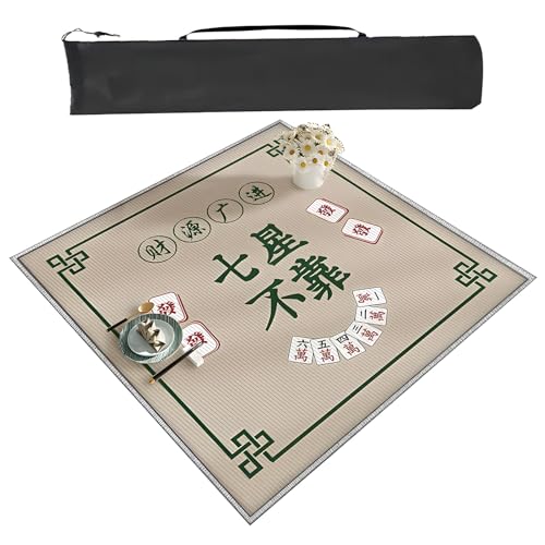 YXLYFDLY Große Mahjong-Spielmatte mit Tragetasche, Gummi, rutschfest, geräuschlos, Tischabdeckung für Mahjong Poker, Kartenspiele, Brettspiele, Legespiele (120 cm) von YXLYFDLY