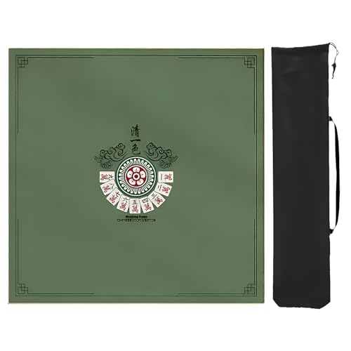 YXLYFDLY Mahjong-Matte mit Aufbewahrungstasche, quadratische Mahjong-Tischmatte, Mahjong-Spielmatte mit Rand, Mahjong-Pad für Pokerkartenspiele (Grün, 1,60 cm) von YXLYFDLY