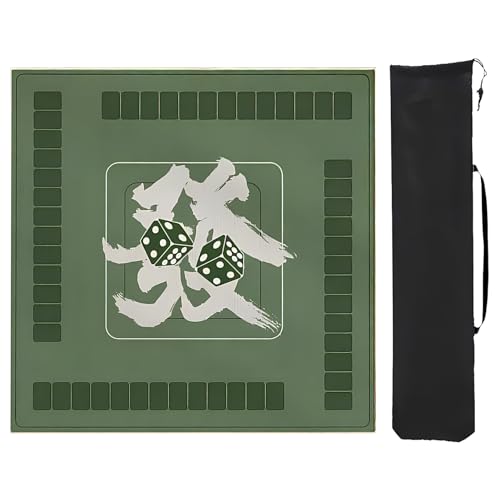 YXLYFDLY Mahjong-Matte mit Aufbewahrungstasche, quadratische Mahjong-Tischmatte, Mahjong-Spielmatte mit Rand, Mahjong-Pad für Pokerkartenspiele (Grün 2,60 cm) von YXLYFDLY