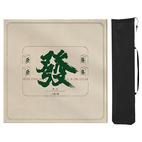 YXLYFDLY Mahjong-Matte mit Aufbewahrungstasche, quadratische Mahjong-Tischmatte, Mahjong-Spielmatte mit Rand, Mahjong-Pad für Pokerkartenspiele (Khaki, 60 cm) von YXLYFDLY