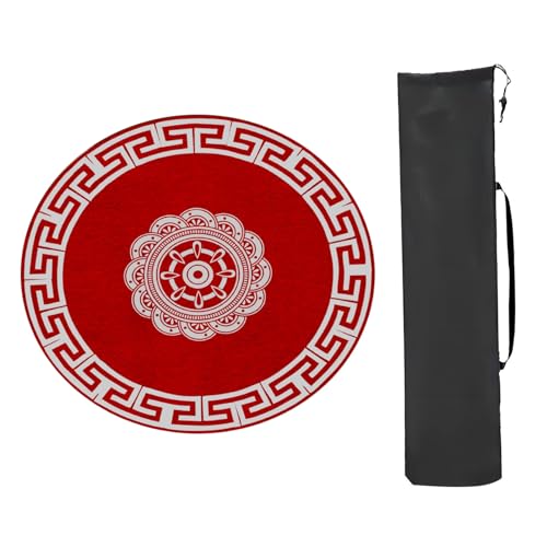 YXLYFDLY Mahjong-Matte mit Aufbewahrungstasche, runde Mahjong-Spielmatte, rutschfest, Geräuschreduzierung, Mahjong-Tischmatte für Mahjon-Poker (Rot 2,35 cm, 43 x 35 cm, 109,2 cm) von YXLYFDLY