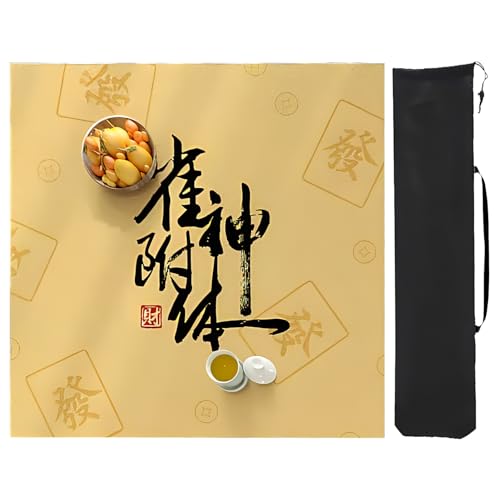 YXLYFDLY Mahjong-Matte mit Aufbewahrungstasche, verschleißfeste Mahjong-Tischmatte, rutschfeste Mahjong-Spielmatte für Mahjong-Poker (Gelb 1,70 cm) von YXLYFDLY