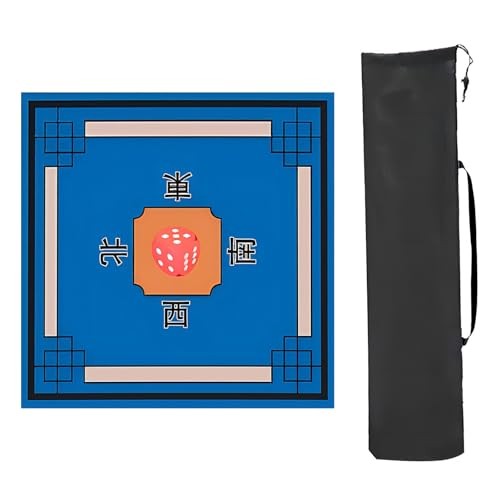 YXLYFDLY Mahjong-Matten aus Fasern, rutschfeste Mahjong-Matte mit Aufbewahrungstasche, quadratische Mahjong-Spieltischmatte für Mahjon und Poker (Blau, 1,75 x 75 cm) von YXLYFDLY