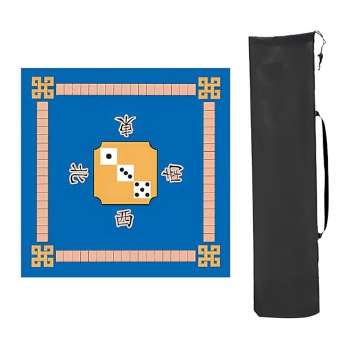 YXLYFDLY Mahjong-Matten aus Fasern, rutschfeste Mahjong-Matte mit Aufbewahrungstasche, quadratische Mahjong-Spieltischmatte für Mahjon und Poker (Blau, 2,80 x 80 cm) von YXLYFDLY