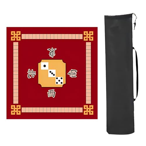 YXLYFDLY Mahjong-Matten aus Fasern, rutschfeste Mahjong-Matte mit Aufbewahrungstasche, quadratische Mahjong-Spieltischmatte für Mahjon und Poker (rot, 2,90 x 90 cm) von YXLYFDLY