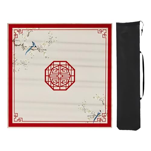 YXLYFDLY Quadratische Mahjong-Matte, verdickte Mahjong-Tischmatte mit Aufbewahrungstasche, Mahjong-Pad für Poker, Kartenspiele, Brettspiele (rot, 10,95 cm) von YXLYFDLY