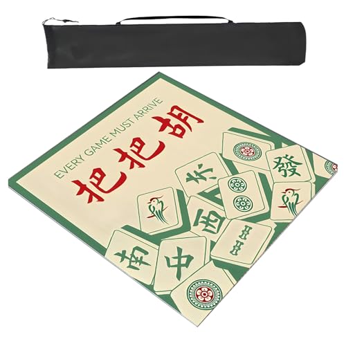 YXLYFDLY Quadratische Mahjong-Matte für Tisch mit Tragetasche, Gummi, rutschfest, geräuschlos, für Mahjong Poker (100 cm) von YXLYFDLY