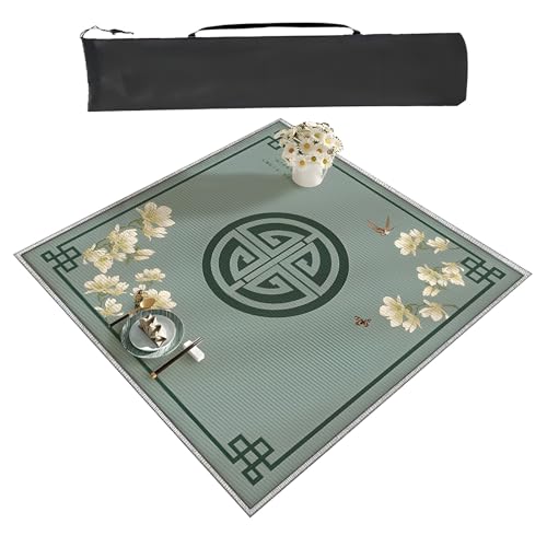 YXLYFDLY Quadratische Mahjong-Matte für Tisch mit Tragetasche, Gummi, rutschfest, leise, Mahjong-Tischmatte, für Pokerkarten, Brettspiele und Legespiele (60 cm) von YXLYFDLY