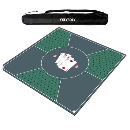 YXLYFDLY Quadratische Mahjong-Matte mit schwarzer Tragetasche, dicke rutschfeste Tischdecke, Tischmatte für Mahjong Paigow Pokerkartenspiele (70 cm) von YXLYFDLY