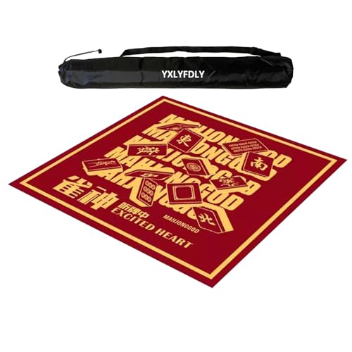 YXLYFDLY Quadratische Mahjong-Matte mit schwarzer Tragetasche, rutschfeste und verschleißfeste Tischdecke, Tischmatte für Mahjong Paigow Pokerkartenspiele (60 cm) von YXLYFDLY