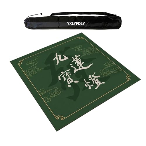 YXLYFDLY Quadratische Mahjong-Matte mit schwarzer Tragetasche, weiche und rutschfeste Mahjong-Paigow-Tischmatte, Tischmatte für Mahjong Paigow Poker und Legespiele (120 cm) von YXLYFDLY