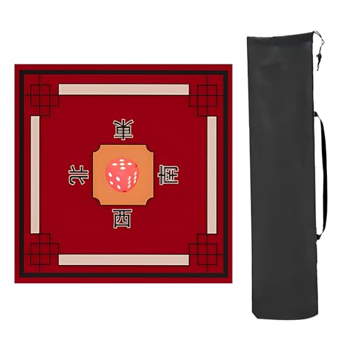 YXLYFDLY Rutschfeste Mahjong-Matten, Mahjong-Matte mit Aufbewahrungstasche, quadratische Mahjong-Spieltischmatte für Mahjon und Poker (rot 1,85 x 85 cm) von YXLYFDLY