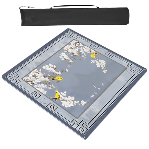 YXLYFDLY Tragbare Mahjong-Matte mit Tragetasche, rutschfeste Rauschunterdrückung, Tischabdeckung, für Mahjong Poker (Hellblau, 120 cm) von YXLYFDLY