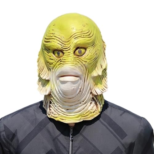 YYAZXSIQ Halloween-Fischkopf-Maske, Fischmonster, Tiermasken, Fischkopf, lustige Masken für Erwachsene, Cosplay, Maskerade, Party, Aufführung, lustige Requisiten, Latex, Universalgröße von YYAZXSIQ