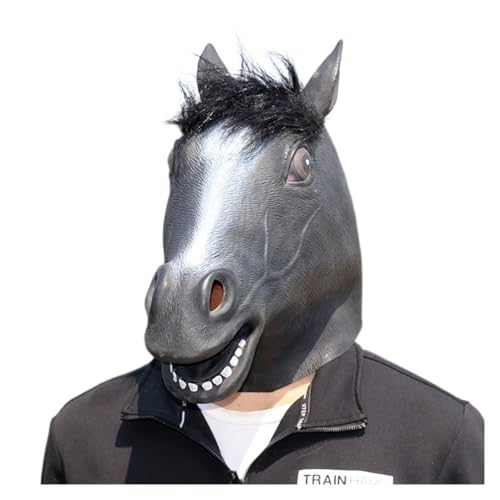 YYAZXSIQ Halloween Horsehead Maske Horsehead Tiermasken Black Horse Lustige Masken für Erwachsene Cosplay Maskerade Party Performance Lustige Requisiten Latex Universalgröße von YYAZXSIQ