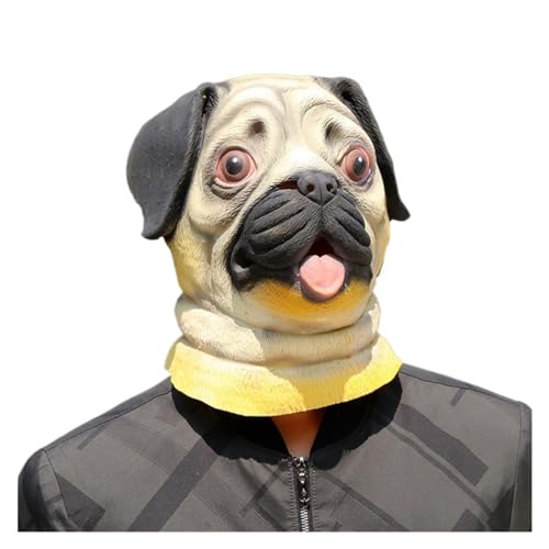 YYAZXSIQ Halloween Pekinese Maske Hund Tiermasken Pekinese Bulldogge Lustige Masken für Erwachsene Cosplay Maskerade Party Perfo/Latex/Universalgröße von YYAZXSIQ