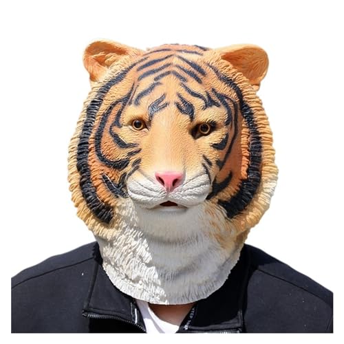 YYAZXSIQ Halloween-Tiger-Maske, Tiger-Maske, lustige Tiger-Masken für Erwachsene, Cosplay, Maskerade, Party, Perfo/Latex/Universalgröße (Größe: weißer Tiger) von YYAZXSIQ