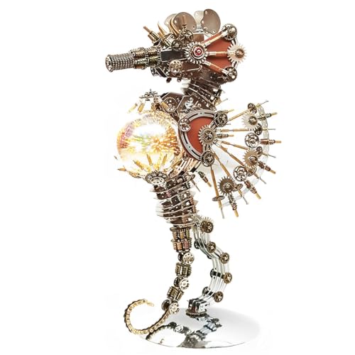 YYDSTES Seepferdchen 3D Puzzle für Erwachsene, 2100 Teile 3D Metall Puzzle Bausatz für Erwachsene,DIY Edelstahl Steampunk Mechanische Montage Puzzles Modelle,Tolle Geburtstagsgeschenke für Männer von YYDSTES